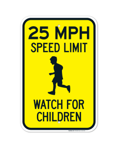 25 MPH Speed Limit Watch For Children Sign, Traffic Sign