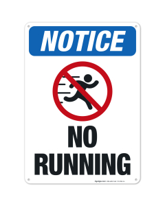 No Running with Graphic Sign, ANSI Notice Sign