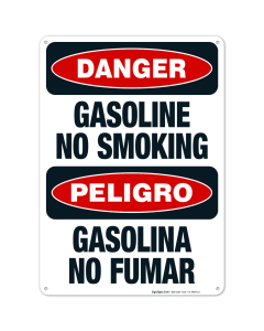 Gasoline No Smoking Bilingual Sign, OSHA Danger Sign, (SI-3969)