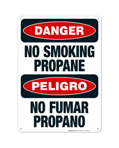 No Smoking Propane Bilingual Sign, OSHA Danger Sign