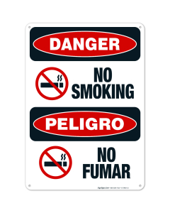 No Smoking Bilingual Sign, OSHA Danger Sign, (SI-3985)