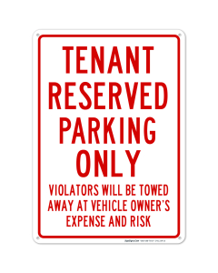 Tenant Reserved Parking Only Sign
