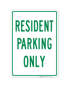 Resident Parking Only Green Sign