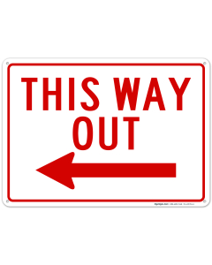 This Way Out With Left Arrow Sign