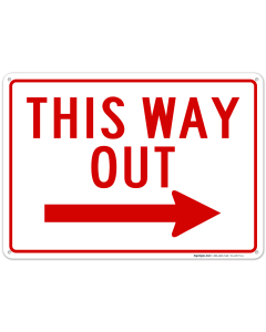 This Way Out With Right Arrow Sign
