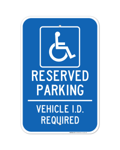 Vehicle Id Required Reserved Handicap Parking Sign