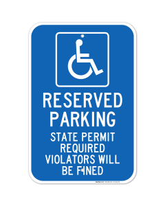 State Permit Required Reserved Handicap Parking Sign