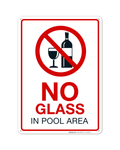 No Glass in Pool Area Pool Sign