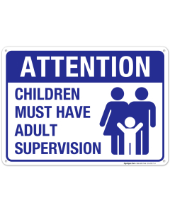 Children Must Have Adult Supervision Sign, Pool Sign