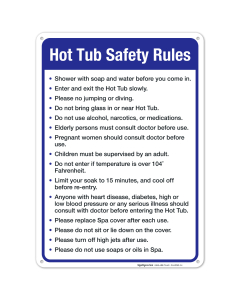 Hot Tub Safety Rules Sign, Pool Sign