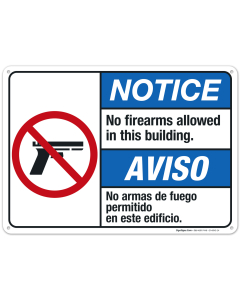 No Firearms Allowed In This Building Bilingual Sign, ANSI Notice Sign