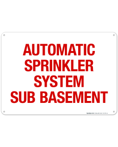 Automatic Sprinkler System Sub Basement Sign, Fire Safety Sign, (SI-5721)