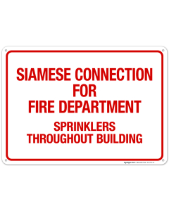 Siamese Connection For Fire Department Sign, Fire Safety Sign, (SI-5727)