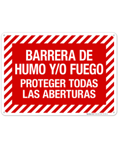 Fire and/or Smoke Barrier Protect All Openings Spanish Sign, Fire Safety Sign