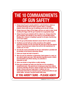 The Ten Commandments Of Gun Safety Sign