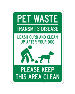 Pet Waste Leash Curb and Clean Up After Your Dog It's the Law Please