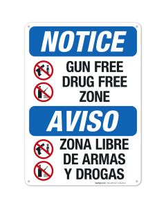 Gun Free Drug Free Zone Bilingual Sign