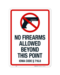 Iowa No Firearms Allowed Beyond This Point Sign