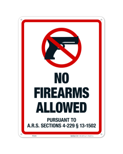 Arizona No Firearms Allowed Sign