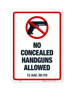 Alaska No Concealed Handguns Allowed With Graphic Sign