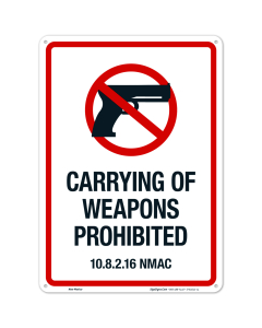 New Mexico Carrying Of Weapons Prohibited Sign