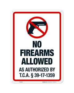 Tennessee No Firearms Allowed Sign