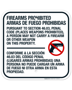 Firearms Prohibited Bilingual Sign