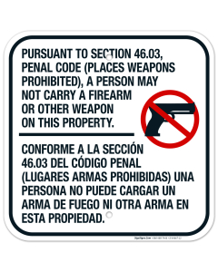 Firearms Or Other Weapons Prohibited Bilingual Sign