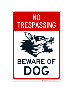 No Trespassing Beware of Dog Sign with Graphic Sign