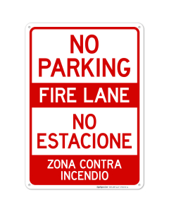 No Parking Fire Lane Bilingual Sign, (SI-65073)
