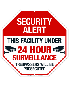 Security Alert This Facility Under 24Hrs Surveillance Trespassers Will Be Prosecuted Sign