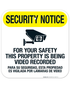 For Your Safety This Property Is Being Video Recorded Bilingual Sign