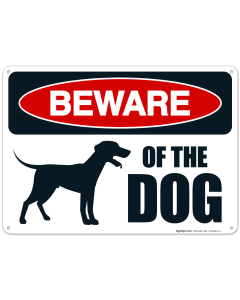 Beware Of The Dog With Graphic Sign