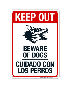 Beware Of Dogs Bilingual Sign