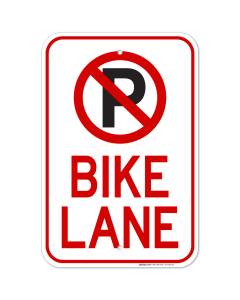 Bike Lane With No Parking Graphic Sign