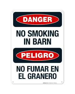 No Smoking In Barn Bilingual Sign