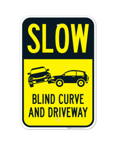 Blind Curve And Driveway Sign