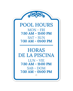 Pool Hours For The Week Bilingual Sign