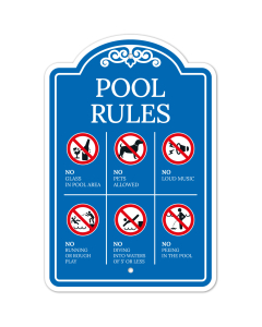 Pool Rules Prohibition Rules At Pool Area Sign