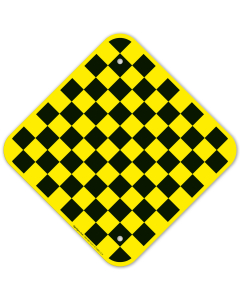 Checkerboard Traffic With Graphic Sign