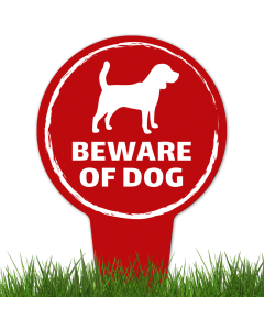 Beware Of Dog, Beagle Silhouette With Stake Sign