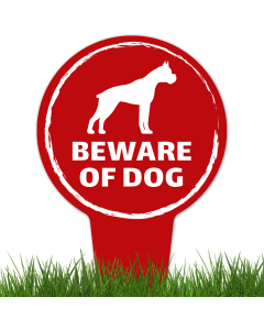 Beware Of Dog, Boxer Silhouette With Stake Sign