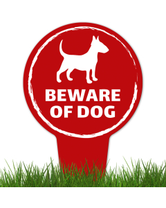 Beware Of Dog, Bull Terrier Silhouette With Stake Sign