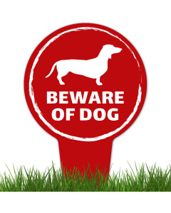 Beware Of Dog ,Dachshund Silhouette With Stake Sign