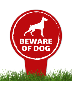 Beware Of Dog ,Dorberman Silhouette With Stake Sign