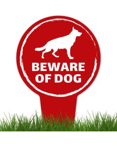 Beware Of Dog ,German Shepherd Silhouette With Stake Sign