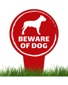 Beware Of Dog ,Pit Bull Silhouette With Stake Sign