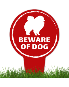 Beware Of Dog ,Pomeranian Silhouette With Stake Sign