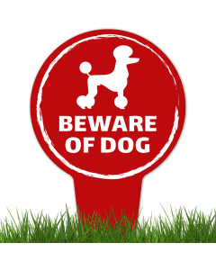 Beware Of Dog ,Poodle Silhouette With Stake Sign