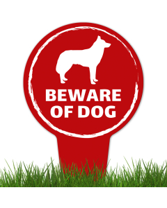 Beware Of Dog ,Siberian Husky Silhouette With Stake Sign